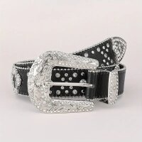 ROCK-HUS Gürtel Strass Kreuze Schwarz