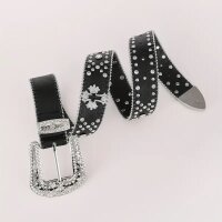 ROCK-HUS Gürtel Strass Kreuze Schwarz