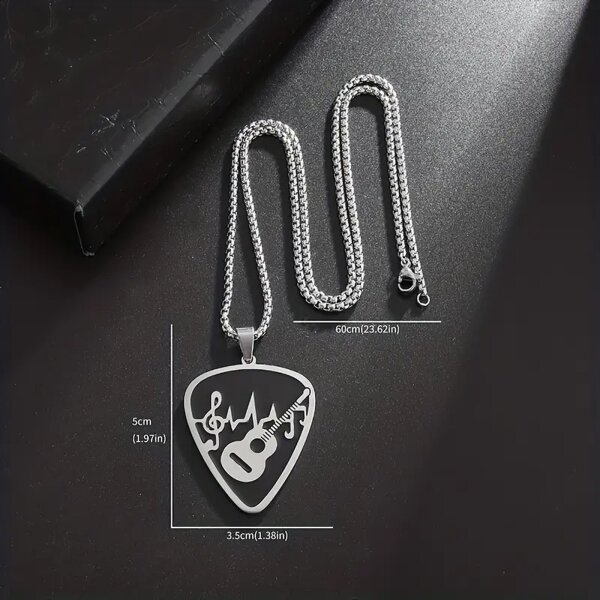 ROCK-HUS Kette mit Anhänger Plektrum, Gitarre, Notenschlüssel, Noten, Herzschlag