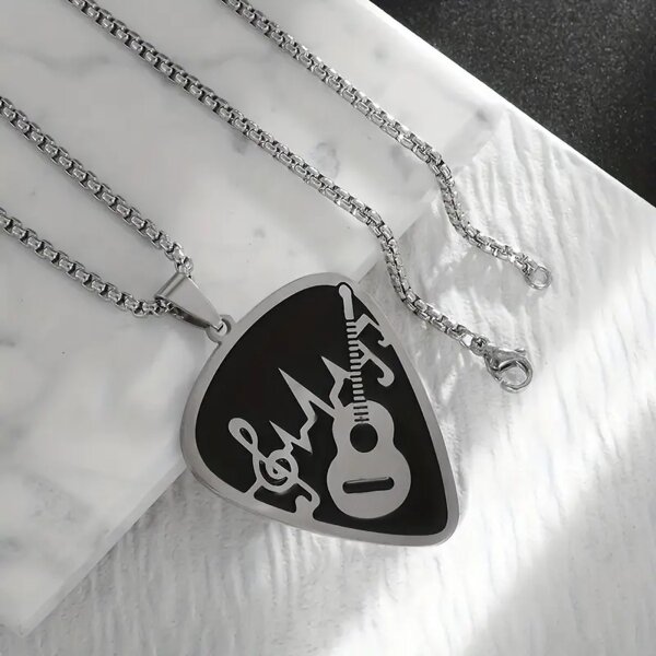 ROCK-HUS Kette mit Anhänger Plektrum, Gitarre, Notenschlüssel, Noten, Herzschlag