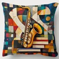 ROCK-HUS Saxophone Kissenbezug 45,72 x 45,72 cm