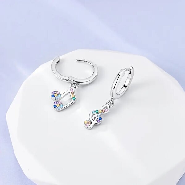 ROCK-HUS Ohrringe Note & Notenschlüssel 925er Sterlingsilber Strass Bunt