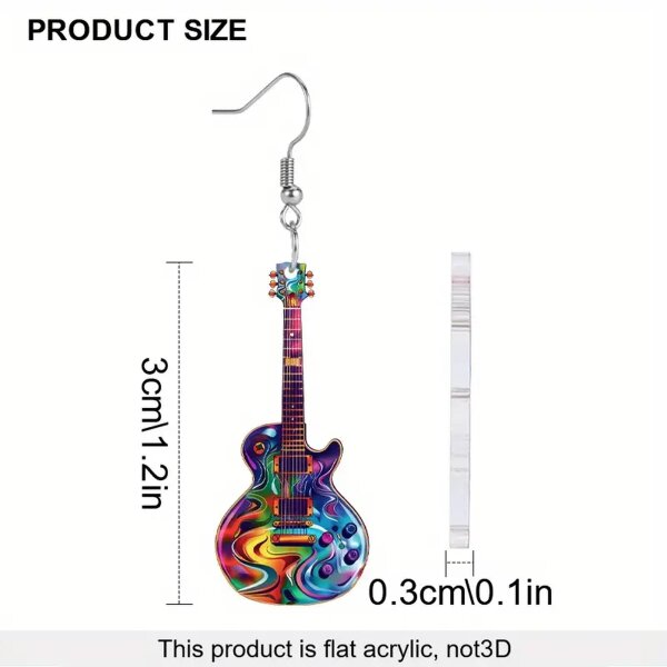 ROCK-HUS Ohrringe Gitarre Bunt Acryl
