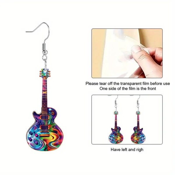 ROCK-HUS Ohrringe Gitarre Bunt Acryl