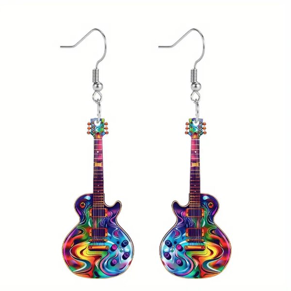 ROCK-HUS Ohrringe Gitarre Bunt Acryl