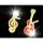 ROCK-HUS Ohrringe Gitarre-Notenschlüssel Rot-Golden 925er Sterling Silber