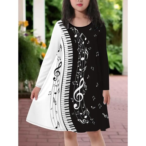 ROCK-HUS Kleid Noten und Klaviatur SW