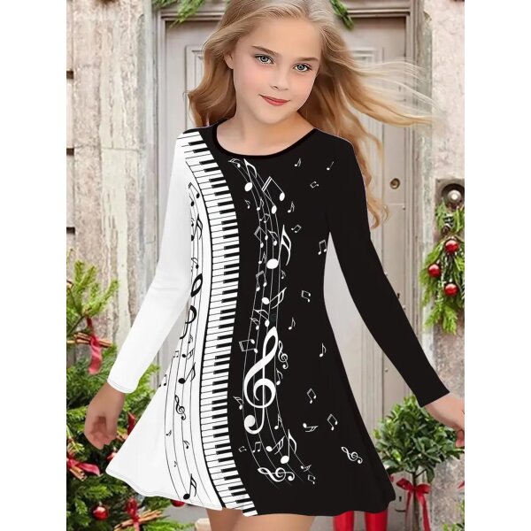ROCK-HUS Kleid Noten und Klaviatur SW