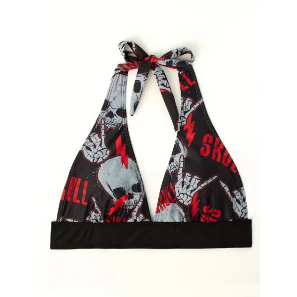 ROCK-HUS Bikini Heavy Skulls Rot Schwarz Grau