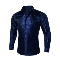 ROCK-HUS Hemd Schwarz-Blau Brokat-Art