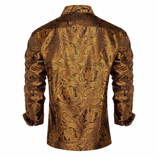 ROCK-HUS Hemd Gold-Schwarz Brokat-Art