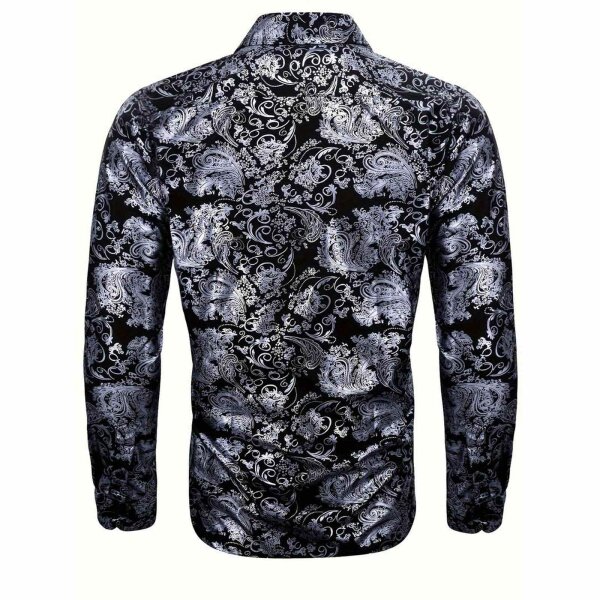 ROCK-HUS Hemd Schwarz-Silber Brokat-Art