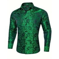 ROCK-HUS Hemd Grün-Schwarz Brokat-Art