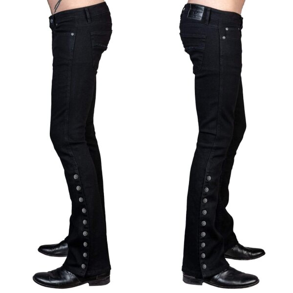 WORNSTAR Herren Essentials Collection Hellraiser Side Button Jeans - schwarz 34