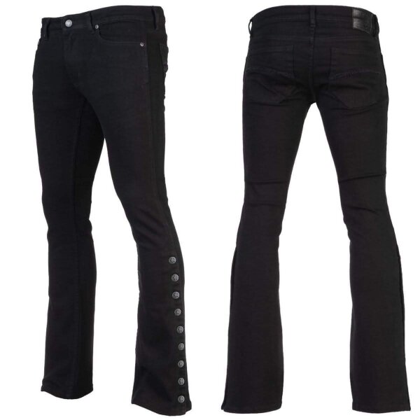 WORNSTAR Herren Essentials Collection Hellraiser Side Button Jeans - schwarz 34