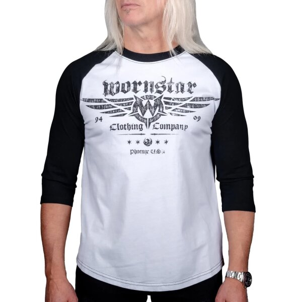 WORNSTAR Herren Machine Shop Reglan Tee Midsleeve-Shirt schwarz-weiß