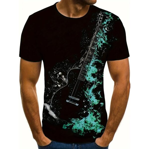 ROCK-HUS Herren T-Shirt Les Paul in green flames