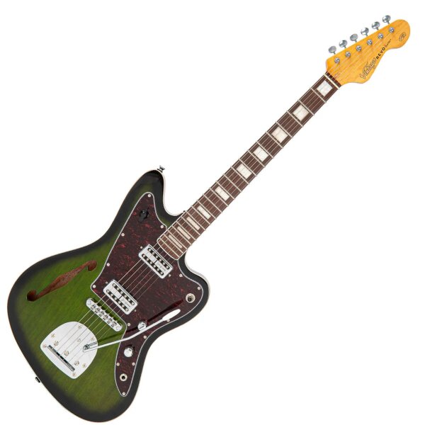 ROCK-HUS Vintage REVO VRS652GB Surfmaster Thinline Twin Greenburst Semi Hollow