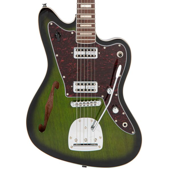 ROCK-HUS Vintage REVO VRS652GB Surfmaster Thinline Twin Greenburst Semi Hollow