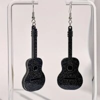 ROCK-HUS Ohringe Akustik Gitarre Schwarz Glitzer