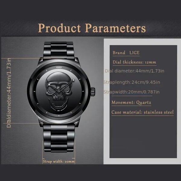 ROCK-HUS Armbanduhr LIGE Skullhead