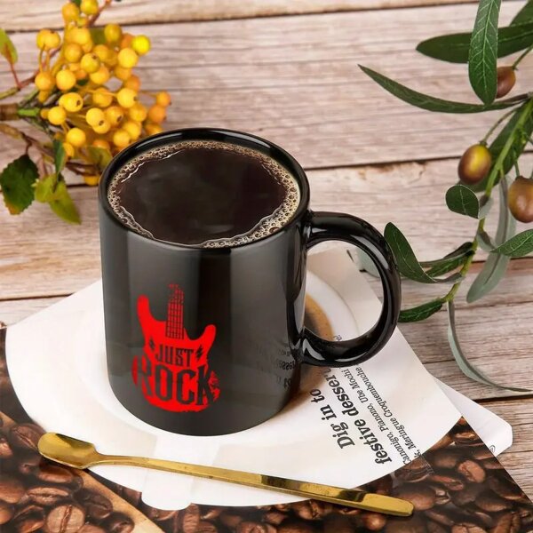 ROCK-HUS Tasse Just Rock Schwarz Rot Gitarre