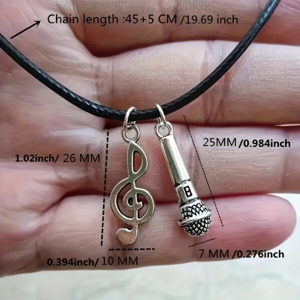 ROCK-HUS Halskette Microphone und Notenschlüssel