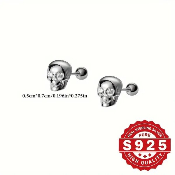 ROCK-HUS Ohrstecker Skull´n Strass 925 Sterling Silber