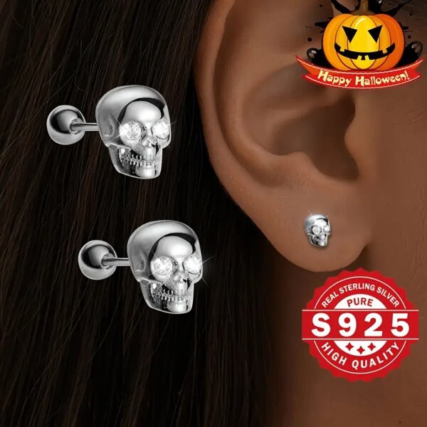ROCK-HUS Ohrstecker Skull´n Strass 925 Sterling Silber
