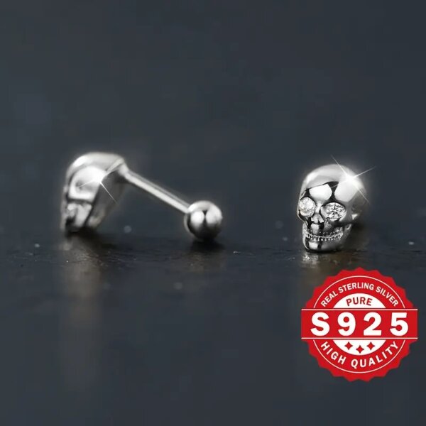 ROCK-HUS Ohrstecker Skull´n Strass 925 Sterling Silber