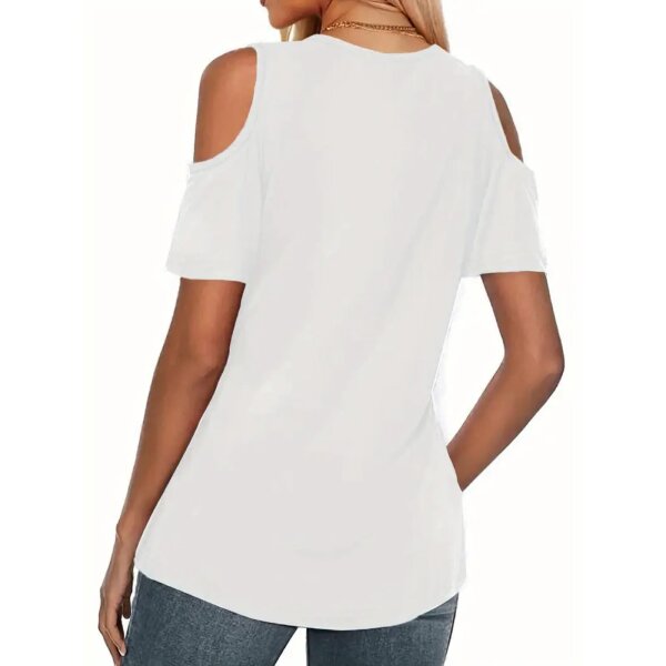ROCK-HUS T-Shirt Shoulder Cut Out Line Dance