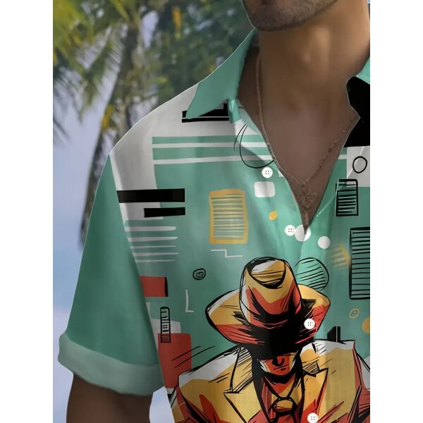 ROCK-HUS Hawai Hemd Blues Guitar Türkis