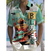 ROCK-HUS Hawai Hemd Blues Guitar Türkis