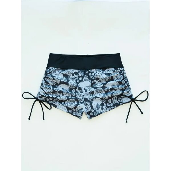 ROCK-HUS Bikini Grau/Schwarz Skull - Butterfly - Roses