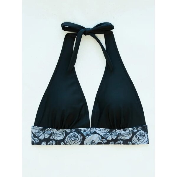 ROCK-HUS Bikini Grau/Schwarz Skull - Butterfly - Roses