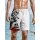 ROCK-HUS Herren Shorts - Badehose Weiß Skull´n Roses