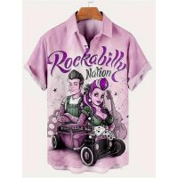 ROCK-HUS Damen Hemd Rockabilly Lila-Rosa