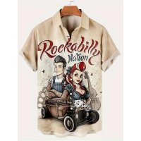 ROCK-HUS Damen Hemd Rockabilly Aprikose-Beige