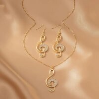 ROCK-HUS Set Halskette & Ohrringe Notenschlüssel...