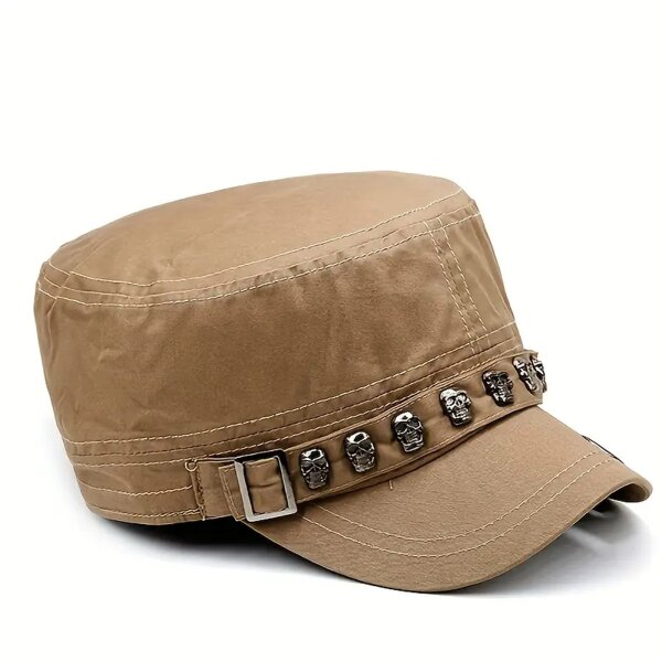 ROCK-HUS Cadet Hat Skulls & Nieten Kaki/Schwarz