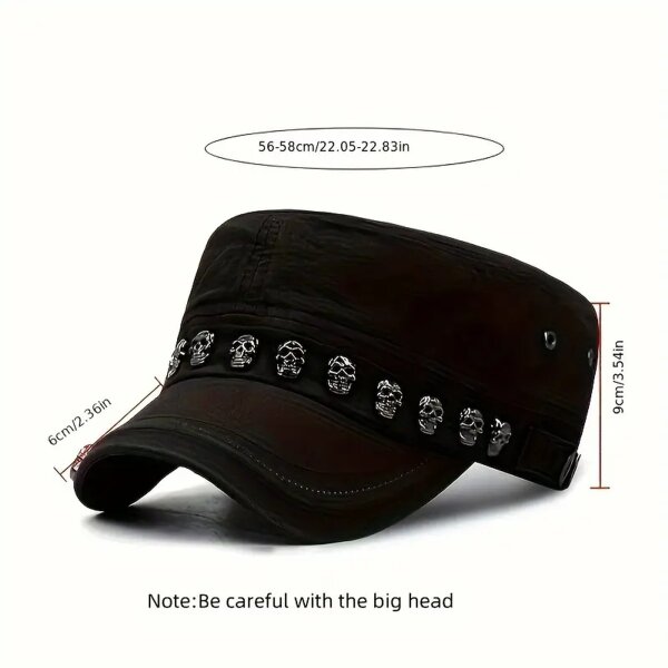ROCK-HUS Cadet Hat Skulls & Nieten Kaki/Schwarz