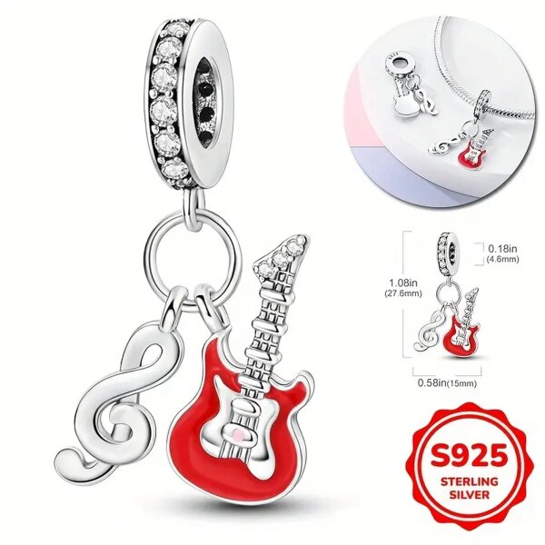 ROCK-HUS AnhÃ¤nger Gitarre & NotenschlÃ¼ssel 925er Sterling Silber