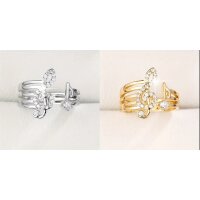 ROCK-HUS Ring Notenschlüssel und Note mit Strass