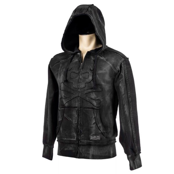 WORNSTAR Custom Shop Zip Hoodie Jacke Black Skull Smoke Alloy Wash Smoke Wash Schwarz 3XL