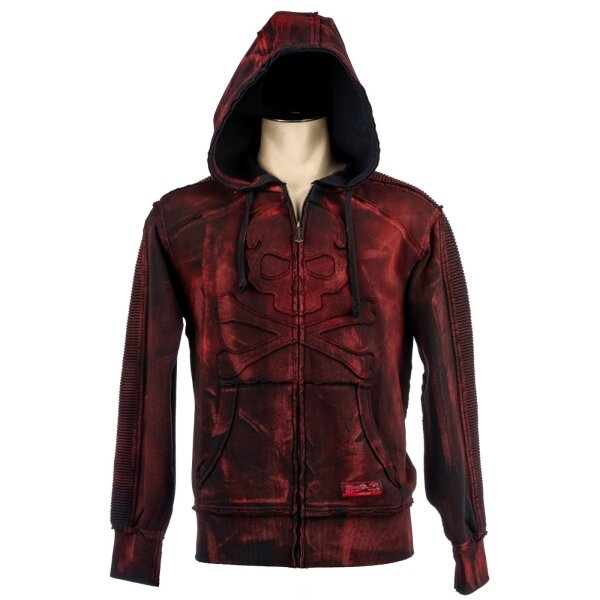 WORNSTAR Custom Shop Zip Hoodie Jacke Black Skull Smoke Alloy Wash Cherry Bomb Alloy Wash Rot M