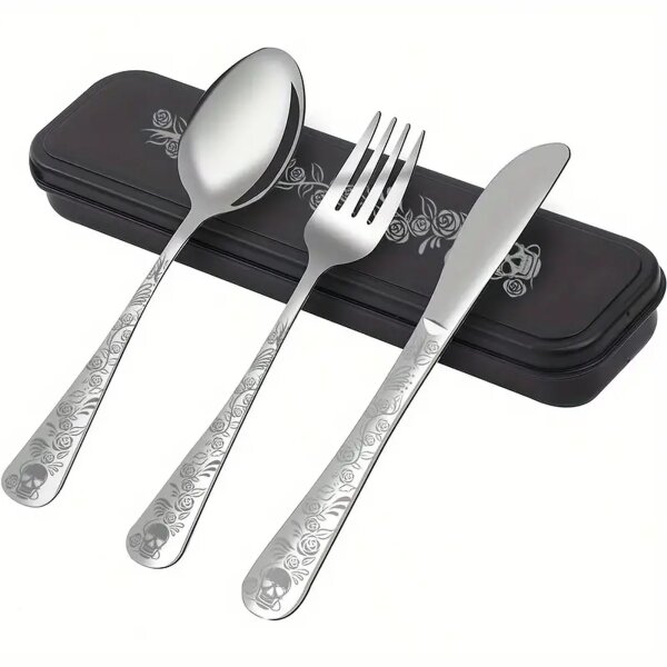 ROCK-HUS Besteck-Set 3teilig SkullÂ´n Roses silbern