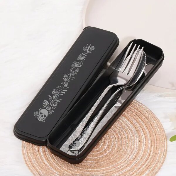 ROCK-HUS Besteck-Set 3teilig SkullÂ´n Roses silbern