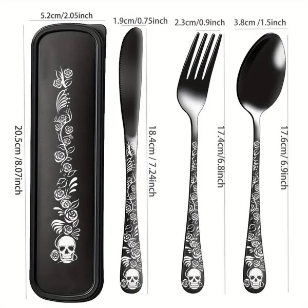 ROCK-HUS Besteck-Set 3teilig SkullÂ´n Roses silbern