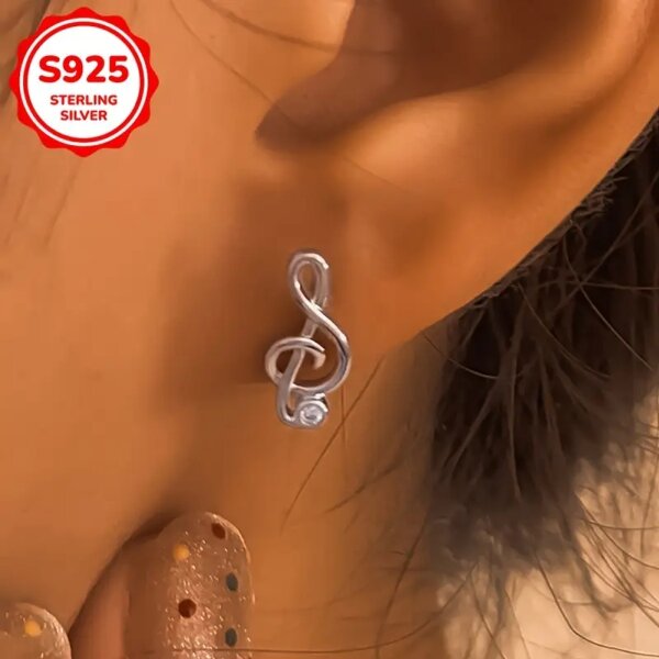 ROCK-HUS Ohrstecker Bassgitarre und NotenschlÃ¼ssel 925er Sterling Silber