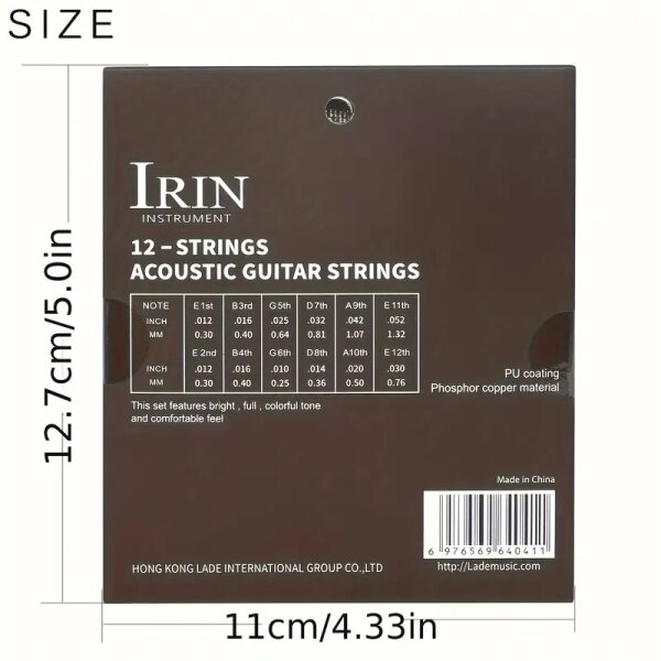 ROCK-HUS Irin Airun R12 Coatet Phosphor Kupfer 12-76 12 String Acousic Guitar Strings Coatet Phosphor Kupfer 12-76